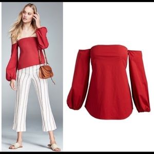 Off the shoulder red top